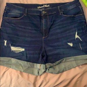 Rolled hem denim shorts